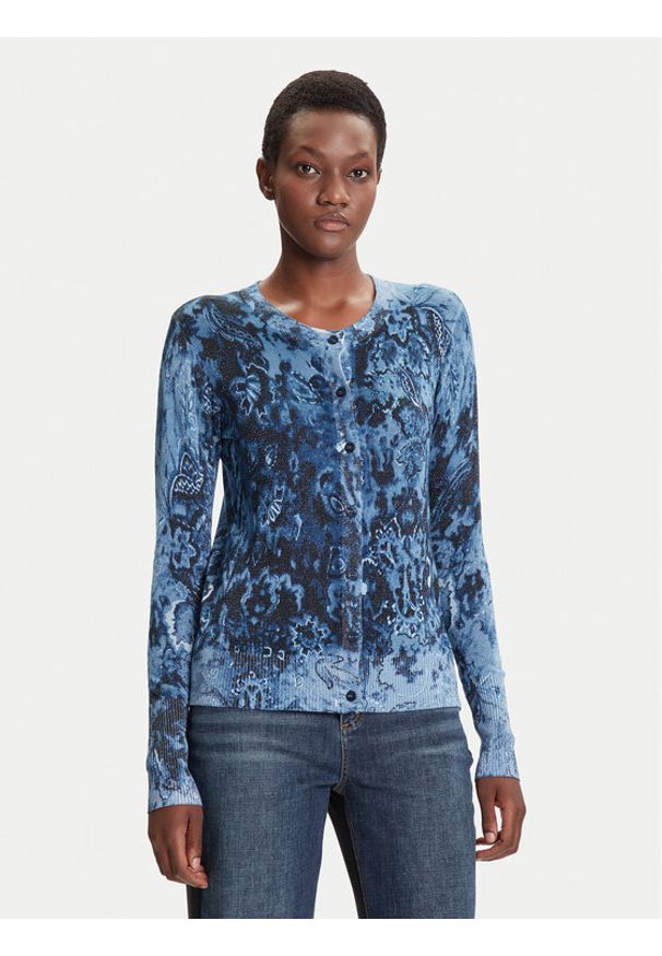 Desigual Kardigan Kassidy 25WWJF12 Niebieski Regular Fit. Kolor: niebieski. Materiał: wiskoza