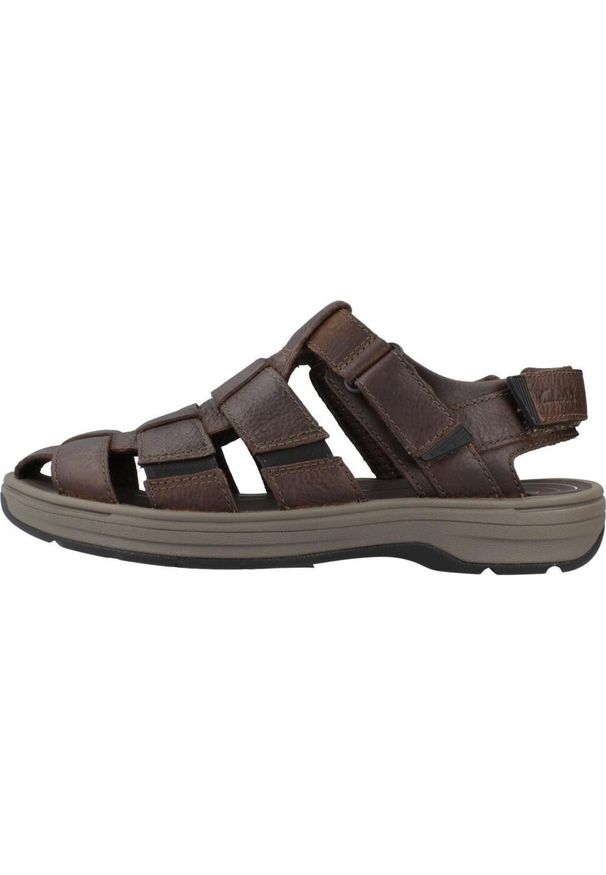 Sandały Clarks Model Saltway Cove Kolor Brązowy. Kolor: brązowy. Materiał: tkanina, skóra. Sport: turystyka piesza