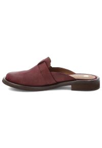 Klapki damskie Armodo, skórzana cholewka naturalna wsuwana konstrukcja z subtelną klamrą odkryta pięta niski stabilny obcas wygodne codzienne wykończ. Okazja: na co dzień. Kolor: fioletowy. Materiał: skóra. Obcas: na obcasie. Styl: casual. Wysokość obcasa: średni #3