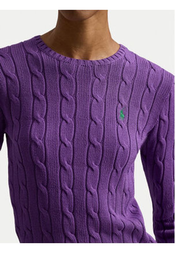 Polo Ralph Lauren Sweter 211971869503 Fioletowy Slim Fit. Typ kołnierza: polo. Kolor: fioletowy. Materiał: bawełna