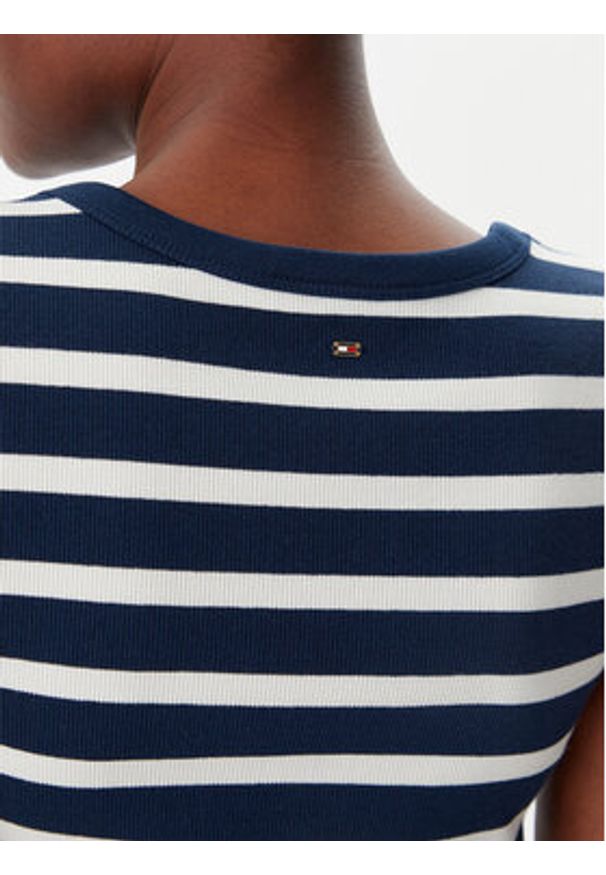 TOMMY HILFIGER - Tommy Hilfiger Sukienka codzienna Henley WW0WW43864 Granatowy Slim Fit. Okazja: na co dzień. Typ kołnierza: typu henley. Kolor: niebieski. Materiał: bawełna. Typ sukienki: proste. Styl: casual