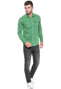 Wrangler - KOSZULA WRANGLER WESTERN SHIRT FAIRWAY GREEN W5965MV1Q. Materiał: jeans. Styl: elegancki #10