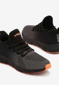Born2be - Czarno-Pomarańczowe Wsuwane Buty Sportowe Sneakersy z Siateczki na Tłoczonej Podeszwie Salafina. Okazja: na co dzień. Zapięcie: bez zapięcia. Kolor: czarny #3