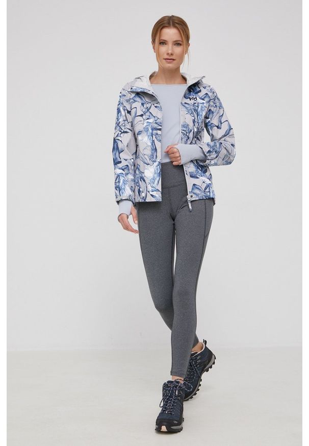 Helly Hansen - Kurtka przeciwdeszczowa. Okazja: na co dzień. Kolor: szary. Materiał: materiał. Wzór: nadruk. Styl: casual