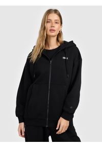 4f - 4F Bluza dresowa rozpinana z kapturem damska - czarna M. Okazja: na co dzień. Typ kołnierza: kaptur. Kolor: czarny. Materiał: dresówka. Styl: casual, klasyczny
