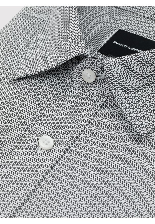 Pako Lorente - PAKO LORENTE - Biała koszula męska mikrowzór. Kolor: biały. Materiał: bawełna. Długość rękawa: długi rękaw. Długość: długie. Sezon: jesień