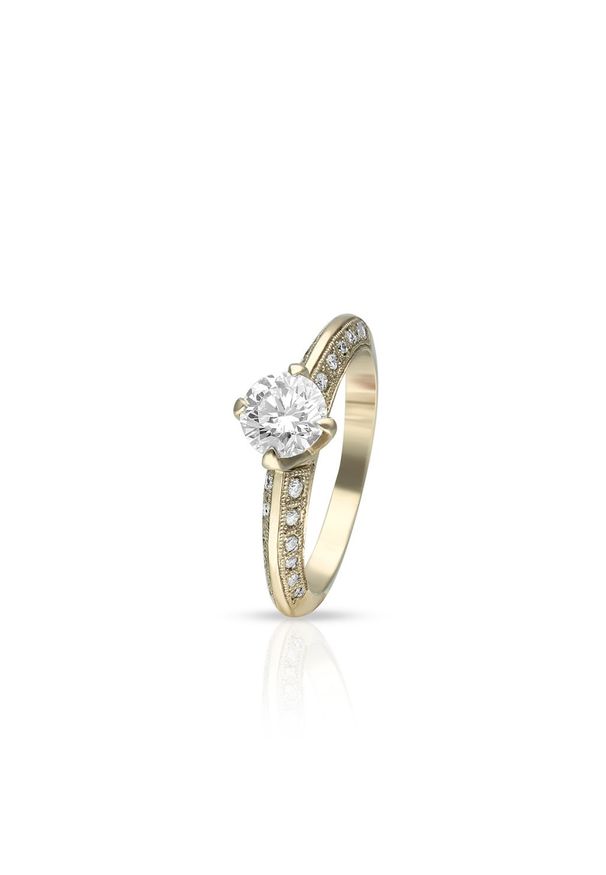 W.KRUK Złoty Pierścionek - złoto 585, Brylant 0,89ct - ZWI/PB+806. Materiał: złote. Kolor: złoty. Wzór: aplikacja. Kamień szlachetny: brylant