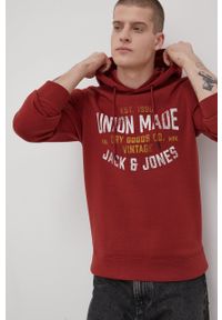Premium by Jack&Jones Bluza męska kolor czerwony z kapturem z nadrukiem. Okazja: na co dzień. Typ kołnierza: kaptur. Kolor: czerwony. Wzór: nadruk. Styl: casual
