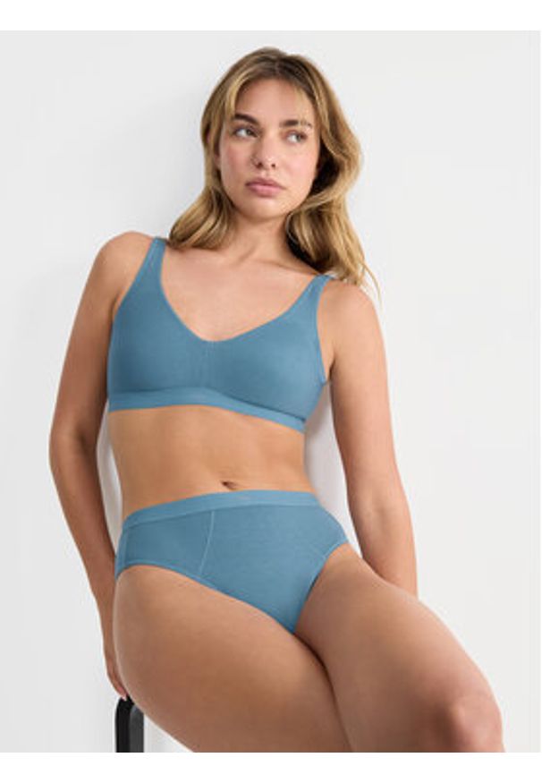 Sloggi Biustonosz bezfiszbinowy Ever Ease 10219673 Niebieski. Kolor: niebieski. Materiał: bawełna