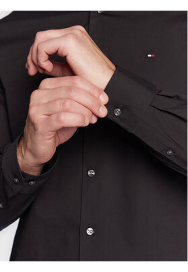 TOMMY HILFIGER - Tommy Hilfiger Koszula MW0MW25040 Czarny Slim Fit. Kolor: czarny. Materiał: bawełna