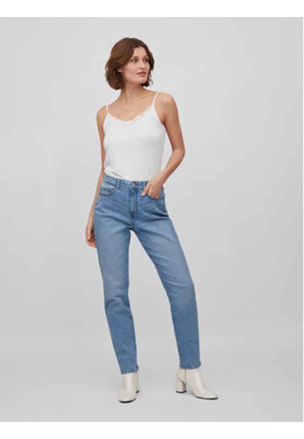 Vila Jeansy Naomi 14080230 Niebieski Mom Fit. Kolor: niebieski