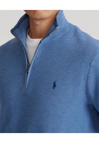 Ralph Lauren - RALPH LAUREN - Niebieski sweter Mesh Regular Fit. Typ kołnierza: polo, golf. Kolor: niebieski. Materiał: mesh. Wzór: haft, ze splotem #3
