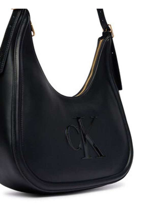 Calvin Klein Torebka Bold Ck Crescent Bag LV04F3427G Czarny. Kolor: czarny. Materiał: skórzane