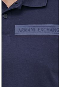 Armani Exchange Polo bawełniane kolor granatowy z nadrukiem. Okazja: na co dzień. Typ kołnierza: polo. Kolor: niebieski. Materiał: bawełna. Długość: krótkie. Wzór: nadruk. Styl: casual #4