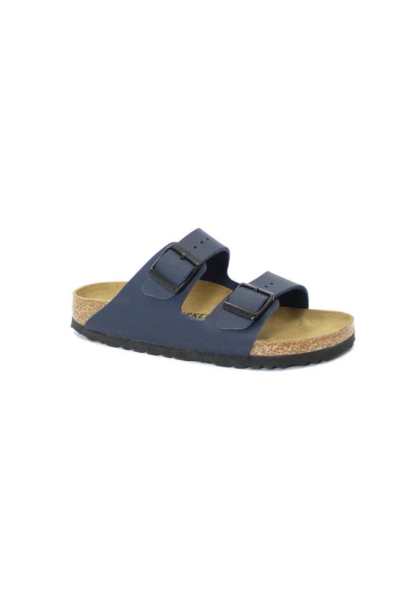 Klapki damskie Birkenstock Arizona. Zapięcie: bez zapięcia. Kolor: niebieski. Materiał: materiał. Sport: turystyka piesza