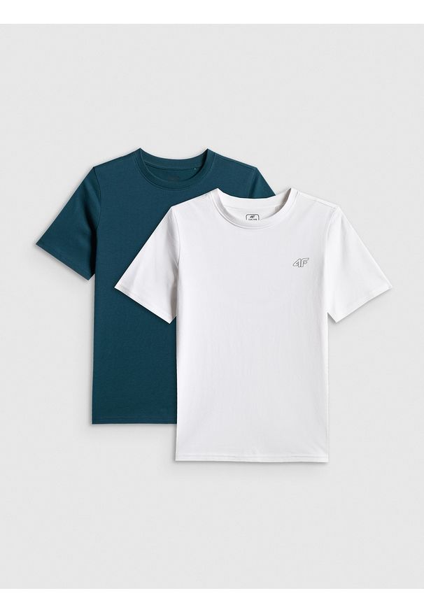 4f - 4F T-shirt gładki (2-pack) chłopięcy - multikolor 122/128 (6-8 lat). Okazja: na co dzień, na uczelnię. Kolor: wielokolorowy. Materiał: bawełna, jeans, materiał, dresówka. Wzór: gładki. Sezon: lato. Styl: casual