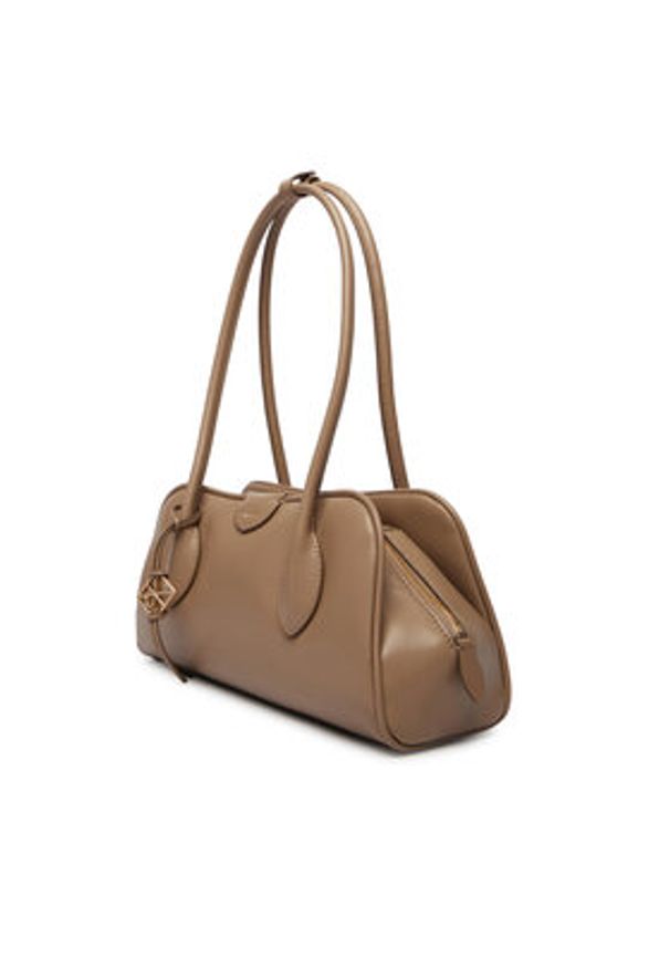 Calvin Klein Torebka Emblem Trio Shoulder Bag LV04F3369G Beżowy. Kolor: beżowy. Materiał: skórzane
