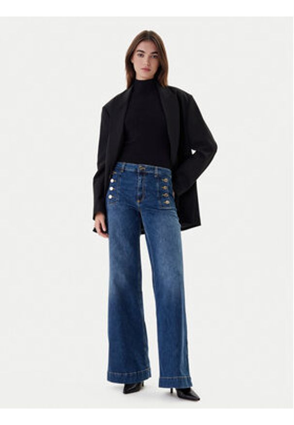 ViCOLO Jeansy DF5076 Niebieski Wide Leg. Kolor: niebieski