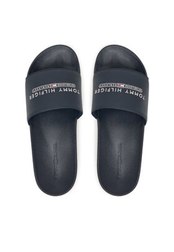 TOMMY HILFIGER - Tommy Hilfiger Klapki Raised Pool Slide FM0FM05761 Granatowy. Kolor: niebieski. Materiał: skóra