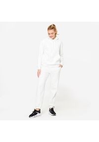 DOMYOS - Bluza z kapturem damska Domyos Gym & Pilates 500. Typ kołnierza: kaptur. Kolor: biały. Materiał: polar, bawełna, materiał. Sport: joga i pilates