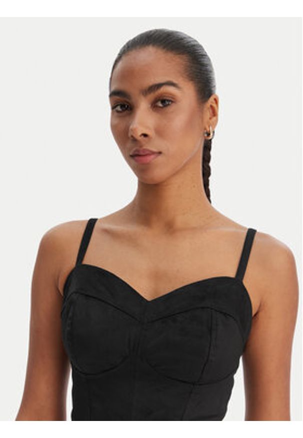 Guess Top W6RH03 WJ472 Czarny Slim Fit. Kolor: czarny. Materiał: syntetyk