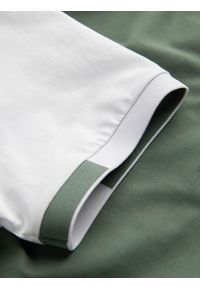 Ombre Clothing - T-shirt męski z elastanem z kolorowymi rękawami - zielony V5 OM-TSCT-0176 - XXL. Okazja: na co dzień. Kolor: zielony. Materiał: elastan. Wzór: kolorowy. Styl: casual, klasyczny #4