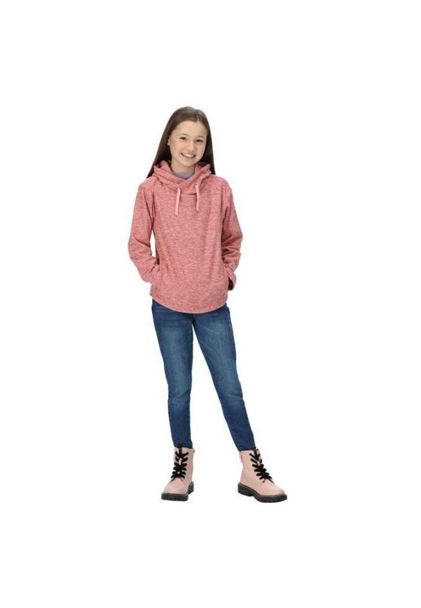 Bluza turystyczna polarowa dla dzieci Regatta Kacie. Typ kołnierza: kaptur. Kolor: różowy. Materiał: poliester. Sport: turystyka piesza
