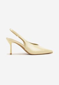 Renee - Żółte Lakierowane Sandały na Szpilce Typu Slingback Addoxie. Okazja: na co dzień, na spacer. Kolor: żółty. Materiał: lakier. Obcas: na szpilce. Styl: elegancki, casual. Wysokość obcasa: średni #5