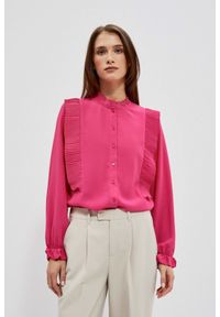 MOODO - Koszula z plisowaniem różowa. Kolor: różowy. Materiał: poliester #1