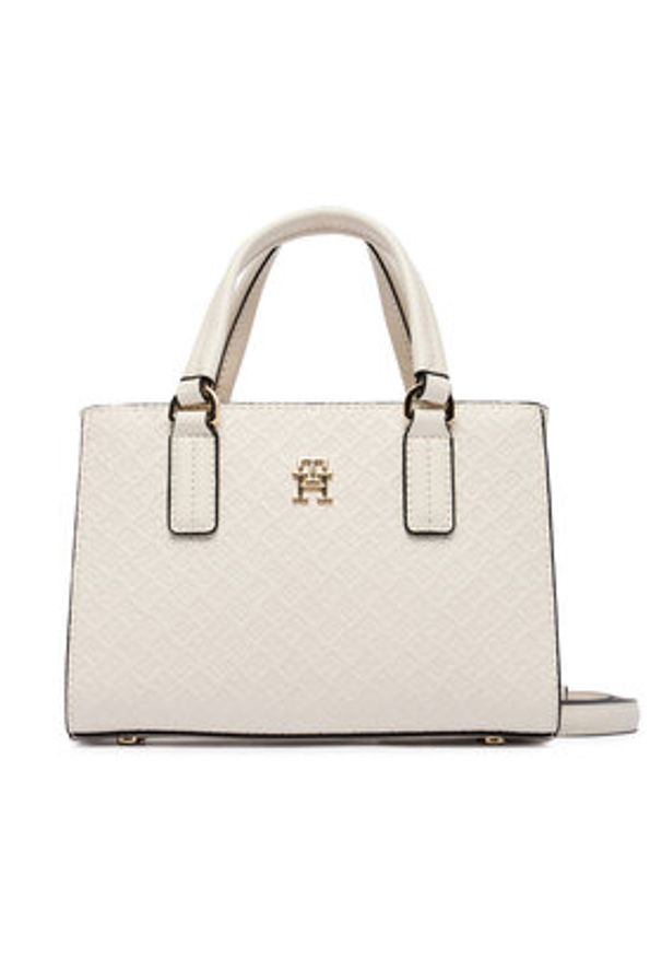 TOMMY HILFIGER - Tommy Hilfiger Torebka Th Daily Mini Tote Mono AW0AW18416 Biały. Kolor: biały. Materiał: skórzane