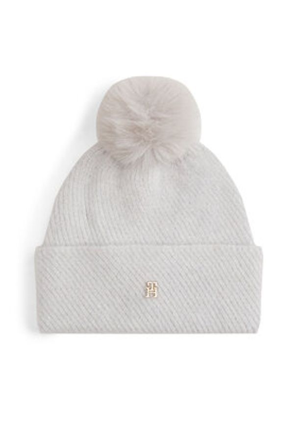 TOMMY HILFIGER - Tommy Hilfiger Zestaw Szalik i Czapka Pom Pom AW0AW17995 Beżowy. Kolor: beżowy. Materiał: poliester