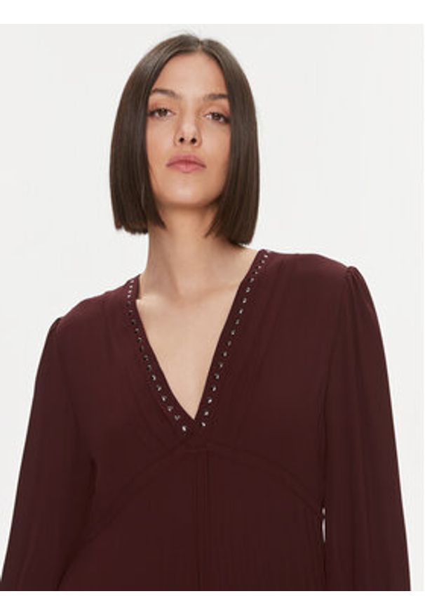 Liu Jo Sukienka codzienna MF3184 T0414 Bordowy Regular Fit. Okazja: na co dzień. Kolor: czerwony. Materiał: syntetyk. Typ sukienki: proste. Styl: casual