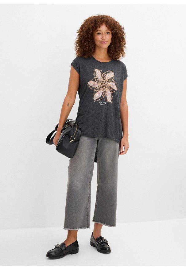 bonprix - T-shirt z miękkiej mieszanki wiskozy. Kolor: czarny. Materiał: wiskoza, materiał. Długość: długie