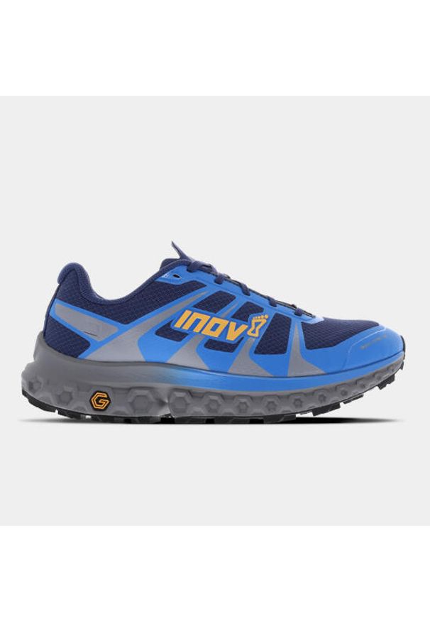 Buty do biegania męskie, Inov-8 Trailfly Ultra G 300 Max. Kolor: niebieski, szary, pomarańczowy, wielokolorowy. Materiał: guma, materiał, syntetyk. Sport: bieganie
