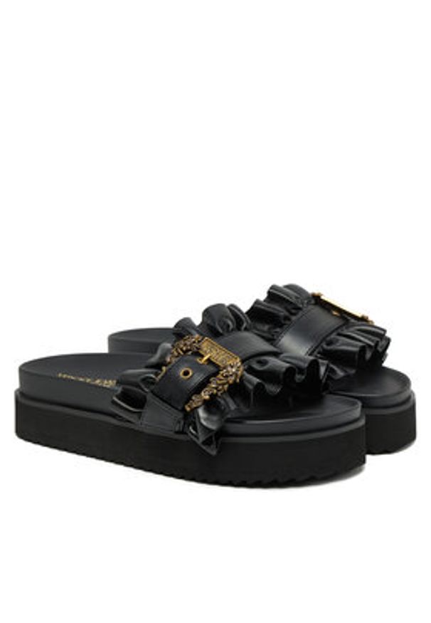 Versace Jeans Couture Klapki 78VA3SM5 Czarny. Kolor: czarny. Materiał: skóra