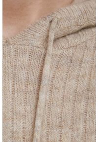JDY sweter damski kolor beżowy lekki. Typ kołnierza: kaptur. Kolor: beżowy. Materiał: materiał #3