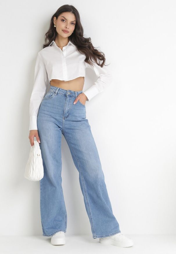 Born2be - Niebieskie Jeansy Szerokie Murisana. Okazja: na co dzień. Stan: podwyższony. Kolor: niebieski. Długość: długie. Sezon: lato. Styl: elegancki, casual