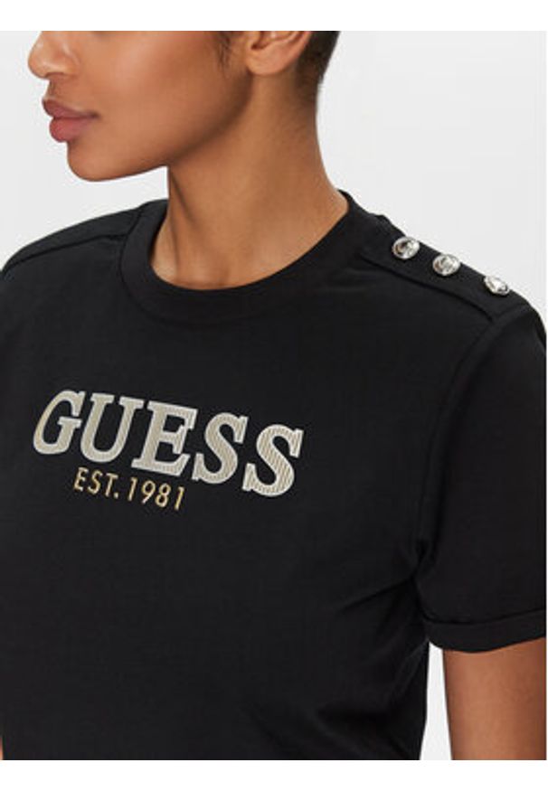 Guess T-Shirt W5GI15 K8FQ4 Czarny Regular Fit. Kolor: czarny. Materiał: bawełna