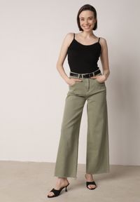 Born2be - Czarny Bieliźniany Top z Bawełny Ozdobiony Koronkową Lamówką Bervina. Kolor: czarny. Materiał: bawełna, koronka. Wzór: aplikacja #4