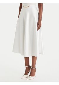 Elisabetta Franchi Spódnica midi GO-156-61E2-V320 Biały Regular Fit. Kolor: biały. Materiał: syntetyk #1