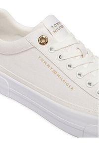TOMMY HILFIGER - Tommy Hilfiger Sneakersy Th Foxing Platform Canvas FW0FW09480 Biały. Kolor: biały. Materiał: materiał. Obcas: na platformie #3