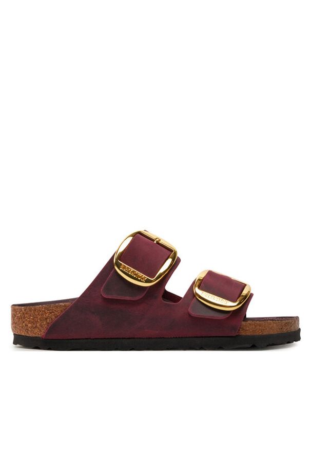 Birkenstock Klapki Arizona Big Buckle Leoi 1027988 Bordowy. Kolor: czerwony. Materiał: skóra