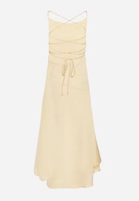 Born2be - Żółta Asymetryczna Sukienka Vices z Odkrytymi Plecami i Gorsetowym Wiązaniem Natifalia. Typ kołnierza: dekolt gorset. Kolor: żółty. Typ sukienki: asymetryczne, gorsetowe. Styl: elegancki #3