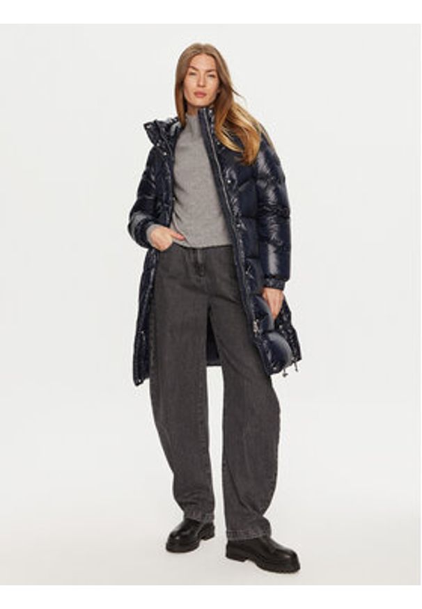Woolrich Kurtka puchowa Aliquippa Long CFWWOU0926FRUT3085 Granatowy Regular Fit. Kolor: niebieski. Materiał: syntetyk