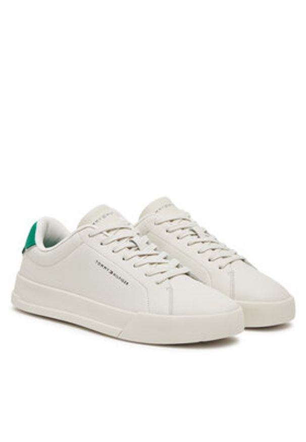 TOMMY HILFIGER - Tommy Hilfiger Sneakersy Th Court Lth Detail Ess FM0FM05367 Beżowy. Kolor: beżowy. Materiał: skóra