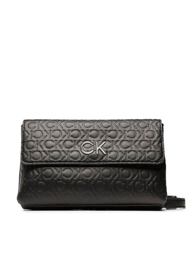 Calvin Klein Torebka Re-Lock Dbl Crossbody Emb Mono K60K610206 Czarny. Kolor: czarny. Materiał: skórzane