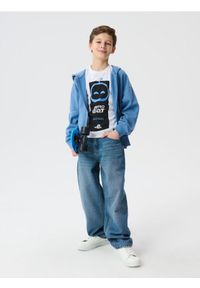 Sinsay - Jeansy loose z efektem sprania - granatowy. Kolor: niebieski