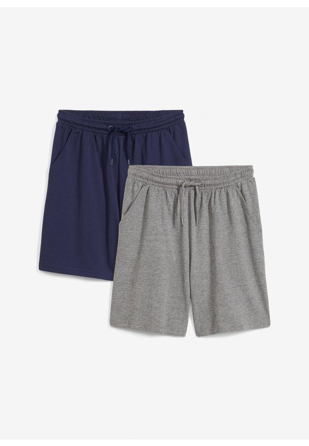 bonprix - Lekkie szorty z dżerseju (2 szt.). Kolor: niebieski. Materiał: jersey