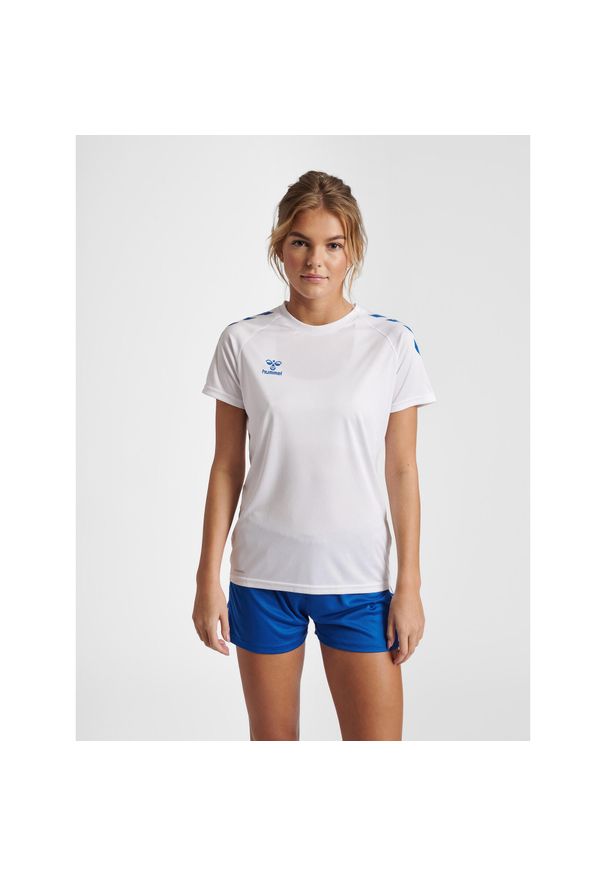 Koszulka damska Hummel Core Poly. Kolor: biały, wielokolorowy, niebieski. Sport: fitness