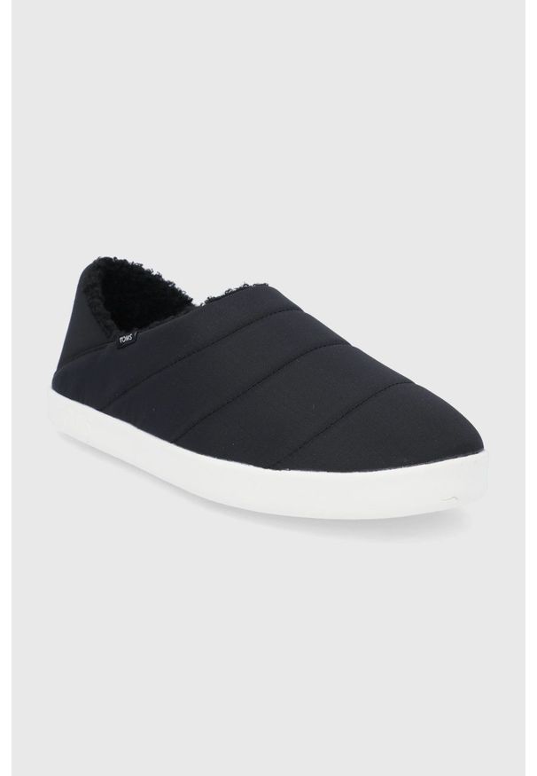 Toms - Kapcie Ezra. Kolor: czarny. Materiał: materiał, guma. Wzór: gładki